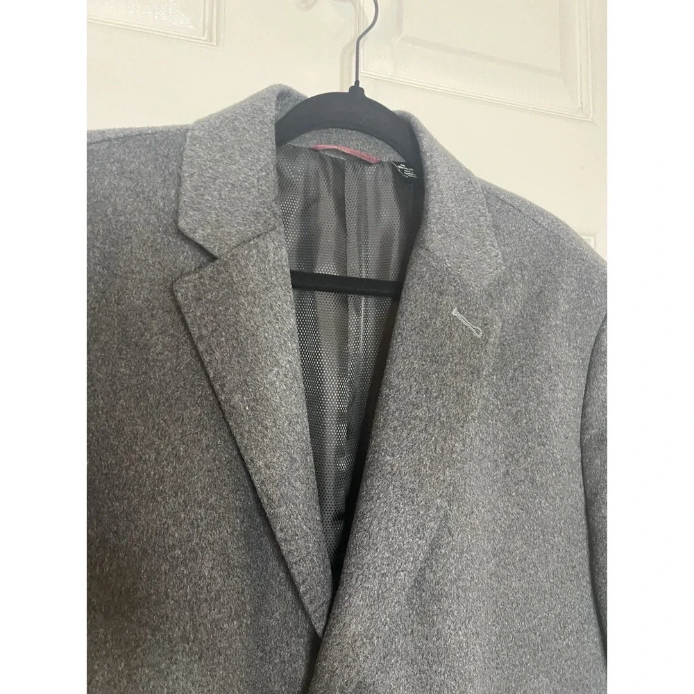 Pronto Uomo Long Overcoat Men's‎ 46R Grey Wool Single Breasted